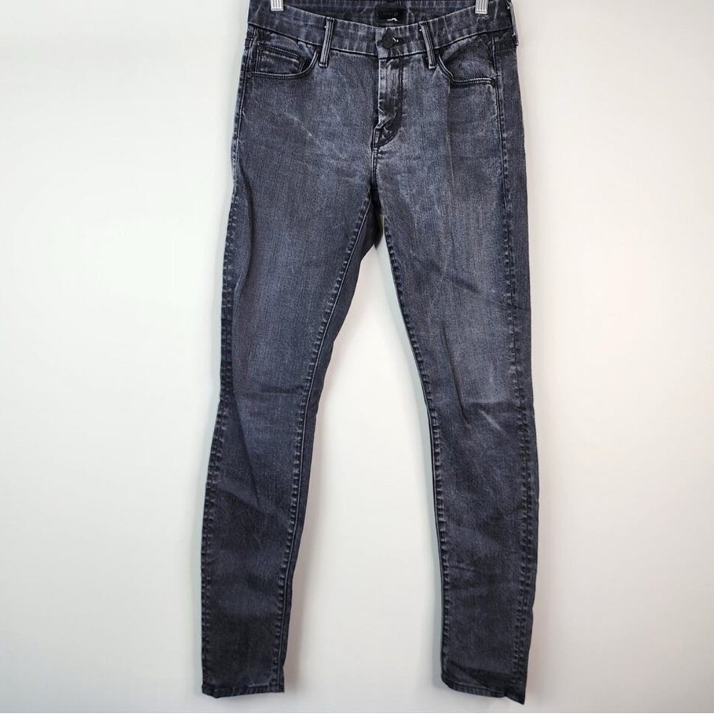 Mother The Looker Crop Lies & Shadows Size 27 Skinny Stretch Jeans Black Wash